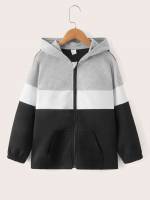 Casual Regular Colorblock Hooded Kids Clothing 162