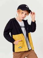 Colorblock Patched Regular Hooded Boys Clothing 986