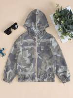 Hooded Long Sleeve Camo Multicolor Boys Jackets 188