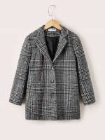 Multicolor Plaid Lapel Preppy Kids Clothing 4137