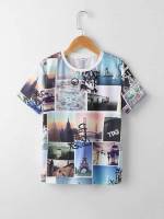  Round Neck Short Sleeve Kids Clothing 7044