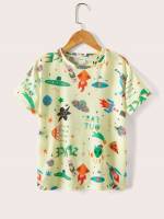 Short Sleeve Regular Round Neck Kids Clothing 2105