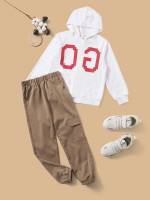 Long Sleeve Hooded Letter Boys Two-piece Outfits 2327