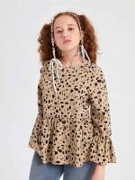  Long Sleeve All Over Print Round Neck Girls Clothing 8525