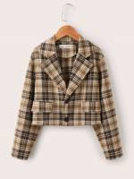 Plaid Long Sleeve Button Kids Clothing 1335