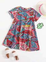 Short Boho Short Sleeve Regular Fit Girls Dresses 6329