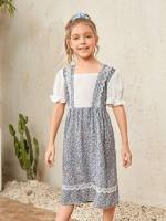  Square Neck Midi Multicolor Girls Clothing 7022