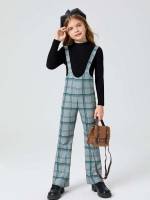 Multicolor Sleeveless Long Plaid Kids Clothing 2114