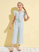 Regular Fit Boho V neck Girls Jumpsuits 6345