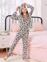  Hooded Leopard Girls Loungewear 1509