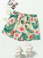  Multicolor Tropical Pocket Girls Shorts 1456