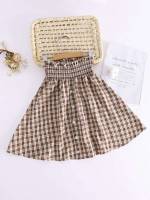  Plaid Preppy Paper Bag Waist Girls Skirts 6391