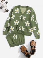  Casual Long Sleeve Multicolor Girls Sweater Co-ords 2318