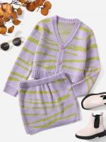 Multicolor Long Sleeve Button Front Girls Clothing 1766