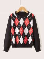 Round Neck Multicolor Geometric Regular Girls Clothing 1878