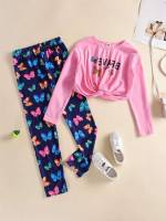 Letter Long Sleeve Casual Kids Clothing 7085