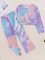  Casual Tie Dye Girls Two-piece Outfits 5735