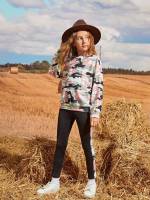 Long Sleeve Casual Drawstring Multicolor Girls Two-piece Outfits 2826