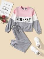 Long Sleeve Regular Fit Round Neck Girls Two-piece Outfits 7515