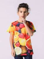 Short Sleeve Multicolor Fruit&Vegetable Boys Tops 1381