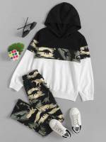 Hooded Casual Multicolor Regular Fit Boys Two-piece Outfits 76