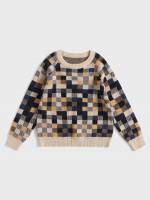 Regular Fit Plaid Round Neck Boys Clothing 3690