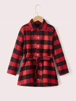 Gingham Collar Multicolor Girls Clothing 1592