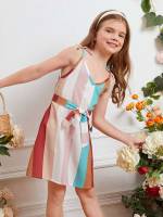 Multicolor Sleeveless Casual Short Girls Clothing 220