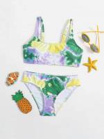  Square Neck Boho Multicolor Girls Beachwear 3044