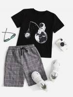  Casual Plaid Boys Two-piece Outfits 9450