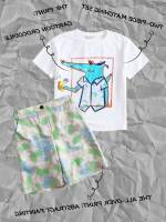  Floral Regular Fit Short Sleeve Boys Two-piece Outfits 784