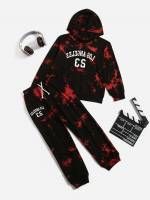 Hooded Letter Drawstring Boys Two-piece Outfits 299