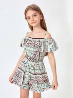 Short Sleeve Regular Fit Ruffle Boho Girls Clothing 1001