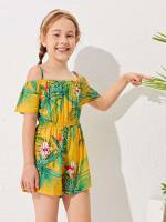 Sleeveless Multicolor Short Boho Girls Jumpsuits 7966