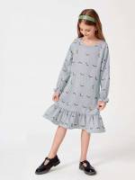  Multicolor Regular Fit Ruffle Hem Girls Dresses 283