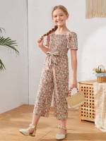 Capris Short Sleeve Floral Kids Clothing 656