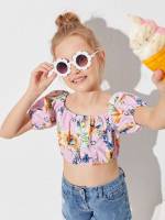 Regular Fit Boho Multicolor Short Sleeve Girls Clothing 1932