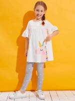 Cute Cartoon Round Neck Girls Clothing 651