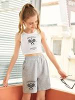 Letter Round Neck Regular Fit Kids Clothing 4997