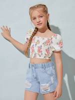 Boho Short Sleeve Floral Kids Clothing 668