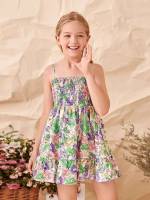 Sleeveless Spaghetti Strap Regular Fit Girls Dresses 744