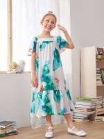  Tie Dye Boho Ruffle Hem Kids Clothing 2334