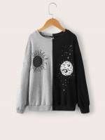 Round Neck Casual Regular Girls Sweatshirts 9328