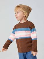 Long Sleeve Striped Regular Round Neck Kids Clothing 8883