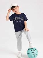 Multicolor Round Neck Short Sleeve Toddler Boys Clothing 9283