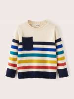 Regular Multicolor Round Neck Striped Kids Clothing 5659