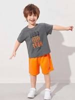  Multicolor Letter Round Neck Toddler Boy Two-piece Outfits 701