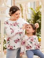  Regular Fit Floral Long Sleeve Toddler Girls Tops 7385