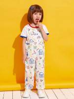 Multicolor Regular Fit Long Sleeveless Toddler Girl Jumpsuits 6321