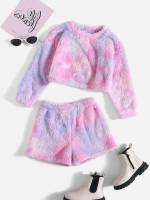 Round Neck Casual Tie Dye Kids Clothing 4280